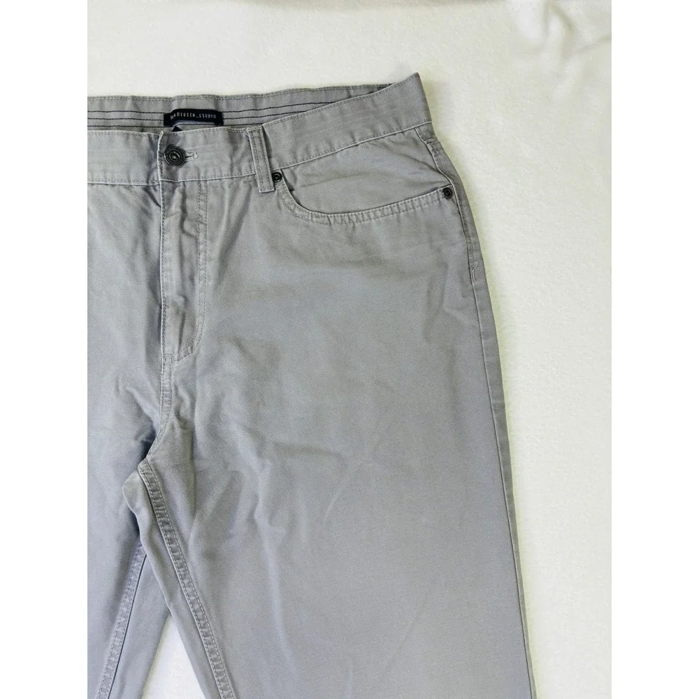 Van Heusen Studio Mens Gray Straight Leg Five Pocket Casual Pants 34x30